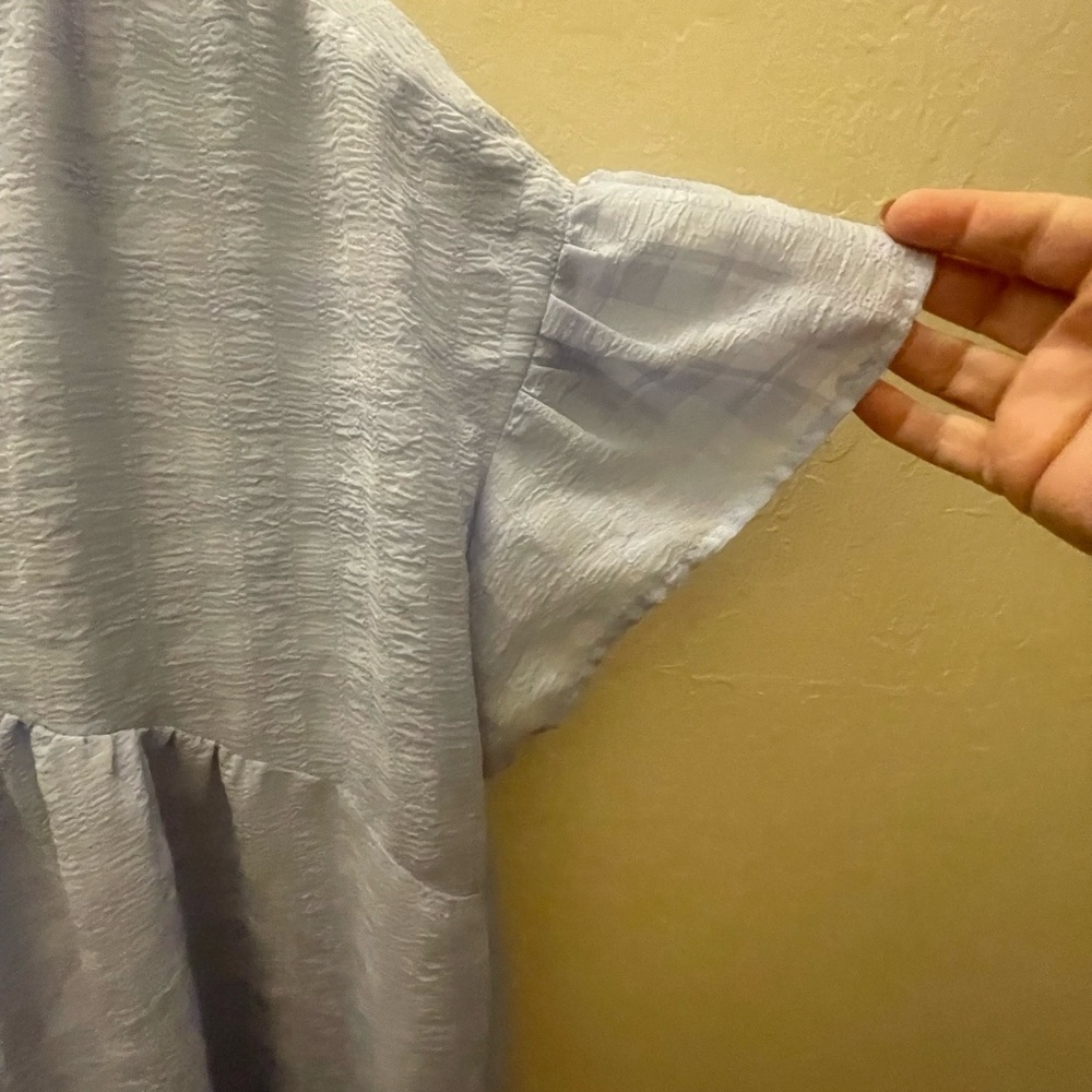 Entro Light Blue:Gray Textured V-Neck Dress Xl - Picture 2 of 7